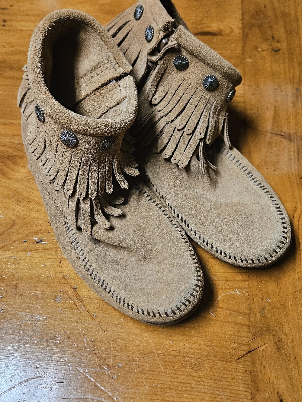 Minnetonka Suede Fringe Ankle Boots - Brown